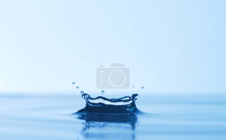 Photo for Abstract, splash and puddle of water with hygiene, product and clean with mockup space and promotion. Liquid, h20 and sustainability with drops, spring and hydration with detail, empty and natural. - Royalty Free Image
