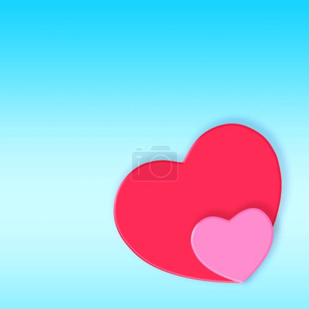 Photo for Illustration, heart and creative symbol for care or devotion, sign and blue background. Shape, romance and sketch for valentines day celebration, icon and abstract art for support or peace emotion. - Royalty Free Image