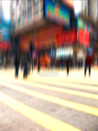 Photo for City, blurred and person walking on crosswalk for morning commute with motion, population and social movement. Society, infrastructure and crowd on busy street with urban culture, travel and asphalt. - Royalty Free Image