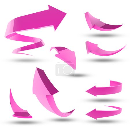 Photo for Graphic, arrows and icons with animation, creativity and direction isolated on white studio background. Empty, pink and color with aesthetic and artistic with poster and wallpaper with sign or design. - Royalty Free Image