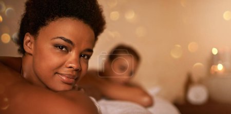 Photo for Portrait, spa and massage with women, peace and hospitality industry with hotel and vacation. Face, best friends or girls on a table, stress relief or luxury with wellness or relax with weekend break. - Royalty Free Image