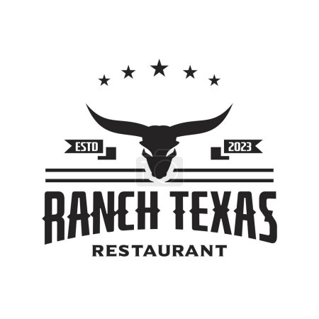 Vintage longhorn buffalo, cow, bull logo design for your business West State Cattle restaurant.