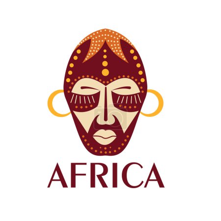Téléchargez les illustrations : Seamless Pattern With African Tribal Masks. Doodle. Vector illustration. African symbol. - en licence libre de droit