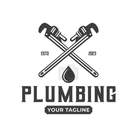 Plumbing logo template, in retro or vintage style