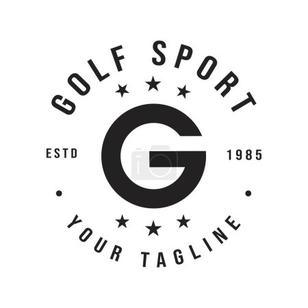 Ilustración de Diseño elegante y elegante para una empresa de productos de golf que cuenta con la letra G. Diseño retro vintage, torneo de golf - Imagen libre de derechos