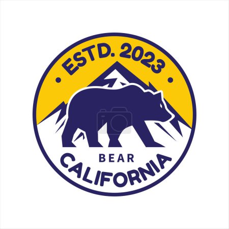 Téléchargez les illustrations : Insigne d'ours de montagne Californie Vintage, autocollant, logo de l'étiquette design - en licence libre de droit