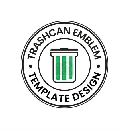 Illustration for Garbage can logo stamp template. This design uses green and nature themes. Suitable for recycling, reduction, symbol, icon - Royalty Free Image