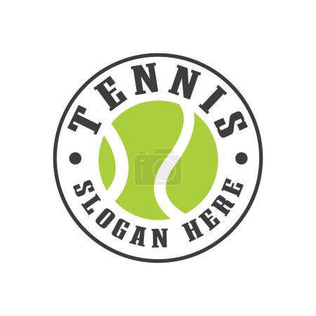 Illustration for Tennis Sport Tennis club logo, Green stamp, badge, Tennis ball club emblem design template on white background. - Royalty Free Image