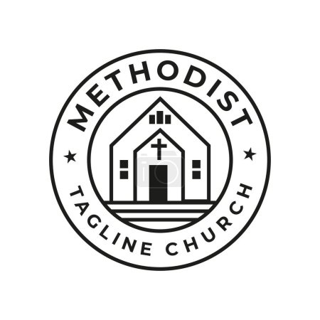 Illustration for Methodist church design inspiration simple logo stamp Education Logo design vector - Royalty Free Image