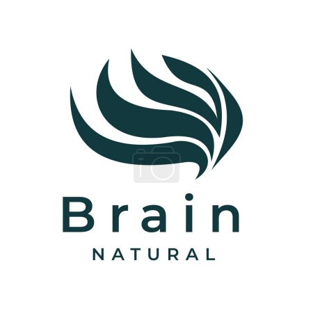 Téléchargez les illustrations : Brain Illustration design naturel vintage rétro logo design simple - en licence libre de droit