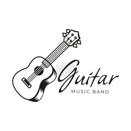 Illustration for Guitar Shop Guitar Shop Design Vector Illustration. Vintage Classic Music and Band Club festival logo - Royalty Free Image