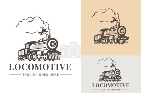 Illustration for Vintage Retro Locomotive Engine Logo Design Train Logo Symbol Land Transportation concept - Royalty Free Image
