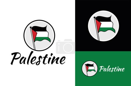 Illustration for Waving Flag of Palestine vector icon Illustration Design Template Background - Royalty Free Image