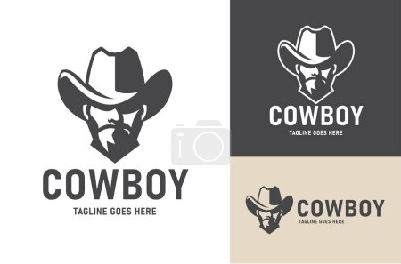 Illustration de silhouette Wild West Gangster Cowboy, Modèle Sniper Vintage Retro Design avec différents milieux