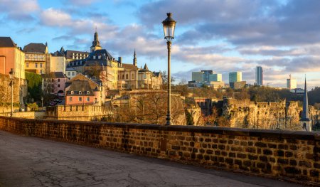 Panoramic view from the ramparts of the Old town of Luxembourg city, Duchy of Luxembourg