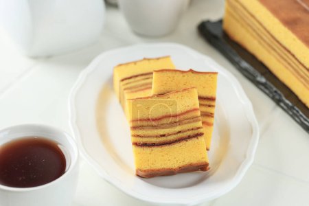 Photo for Sliced Lapis Philipine or Legit Filipin, Thousand Layer Cake with Sponge Cake. - Royalty Free Image