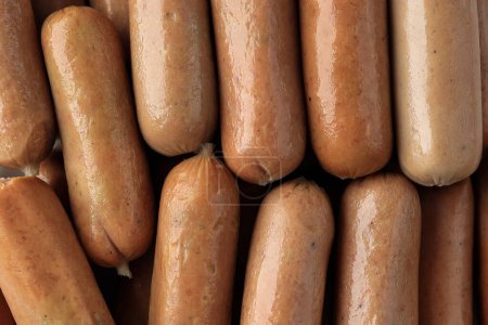 Photo for Full Frame Raw Homemade Pork and Meat Sausages for Food Background. Close Up. - Royalty Free Image