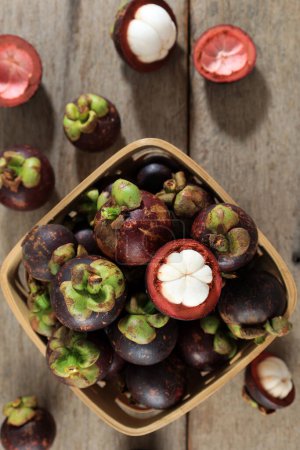 Purple Mangosteen or Garcinia mangostana or Manggis. Known as Queen of Fruit in South East Asia. Tropical Fruit