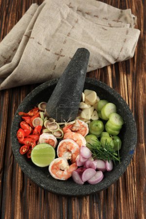 Ingredients Making Shrimp Sambal or Sambel Ganja Aceh 