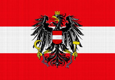 Téléchargez les photos : Drapeau et armoiries de l'Autriche sur fond texturé. Collage conceptuel. - en image libre de droit