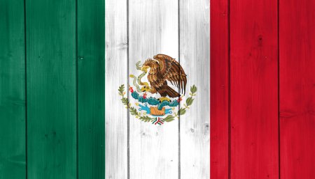 Die Flagge Mexikos auf einem strukturierten Hintergrund. Konzeptcollage.