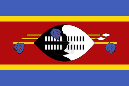 Die Nationalflagge von Swasiland und Swasiland. Offizielle Farben und Proportionen korrekt. Flagge des Königreichs Swasiland. Illustration.
