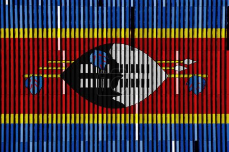 Photo for Flag of Kingdom of Eswatini on a textured background. Concept collage. - Royalty Free Image