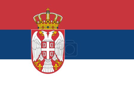 The official current flag of the Serbia. State flag of the Serbia. Illustration.