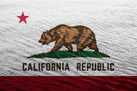 Téléchargez les photos : Drapeau des États-Unis état Californie sur un fond texturé. Collage conceptuel. - en image libre de droit