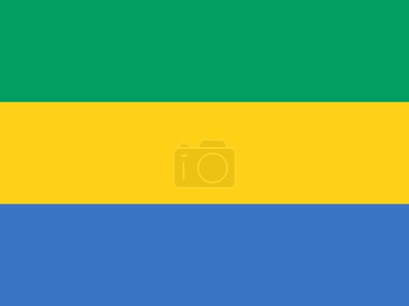 Téléchargez les photos : Le drapeau officiel actuel de la République du Gabon. Drapeau d'État du Gabon. Illustration. - en image libre de droit