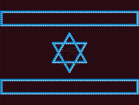 Photo for Israeli flag on a dark mournful background. Symbols of Israel based on the Penrose triangle. Monolithic basis of Israeli symbols based on unusual figures with violations of the laws of geometry - Royalty Free Image