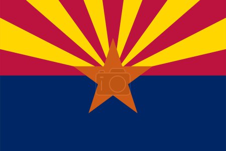 The official current flag of State of Arizona. State flag of Arizona. Illustration.