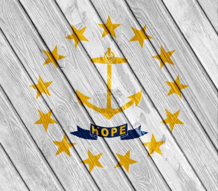 Téléchargez les photos : Drapeau de l'État du Rhode Island sur fond texturé. Collage conceptuel. - en image libre de droit