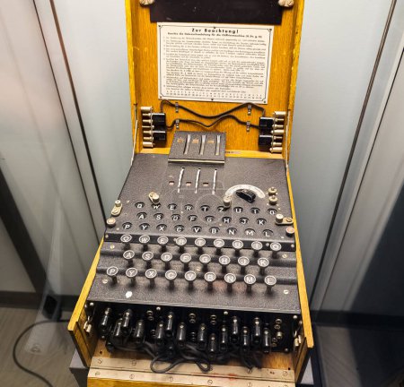 Photo for NSA Museum, Washington, USA - 12.15.2023: The Enigma decoding machine from World War II. - Royalty Free Image