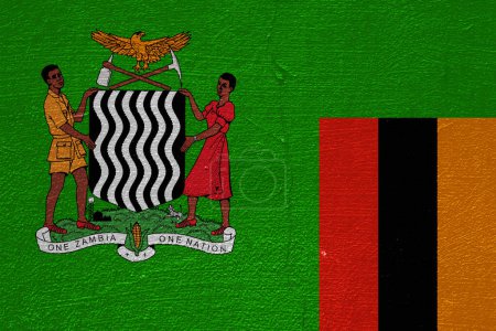 Photo for Flag and coat of arms of Republic of Zambia on a textured background. Concept collage. - Royalty Free Image