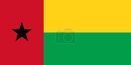 Die offizielle Flagge der Republik Guinea-Bissau. Staatsflagge von Guinea-Bissau. Illustration.