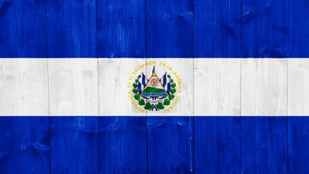 Flag of Republic of El Salvador on a textured background. Concept collage.