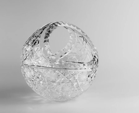 Photo for Empty crystal candy bowl on a white background. The vase was made in the mid-20th century. - Royalty Free Image