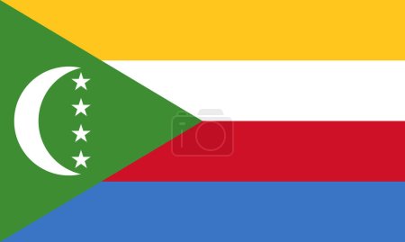 Photo for The official current flag of Union of the Comoros. State flag of Comoros. Illustration. - Royalty Free Image