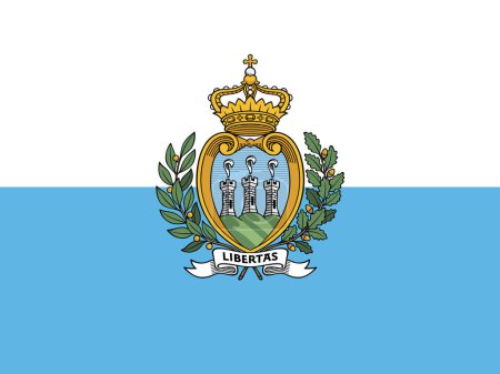 The official current flag of Republic of San Marino. State flag of San Marino. Illustration.