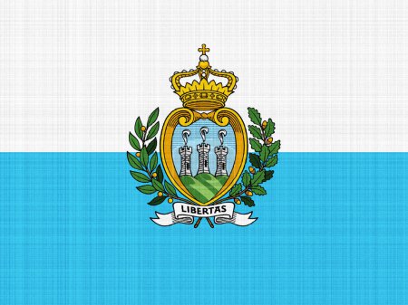 Flag of Republic of San Marino on a textured background. Concept collage.