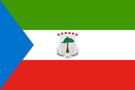 The official current flag of Republic of Equatorial Guinea. State flag of Equatorial Guinea. Illustration.