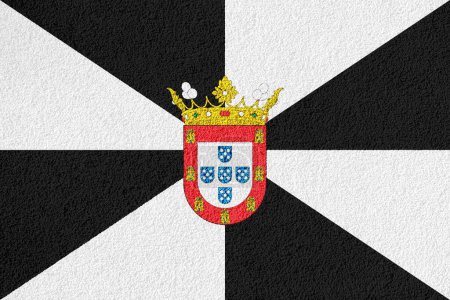 Flagge von Ceuta auf einem strukturierten Hintergrund. Konzeptcollage.