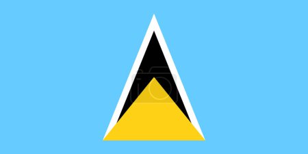 The official current flag of Saint Lucia. State flag of Saint Lucia. Illustration.