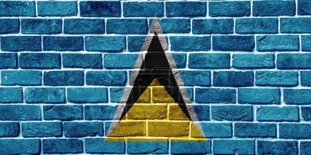 Flag of Saint Lucia on a textured background. Concept collage.