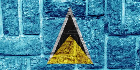 Flag of Saint Lucia on a textured background. Concept collage.