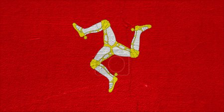 Flag of Isle of Man on a textured background. Concept collage.