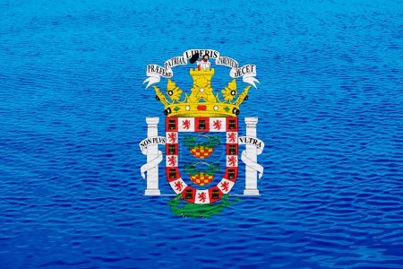 Foto de Bandera de Melilla sobre fondo texturizado. Concepto collage. - Imagen libre de derechos