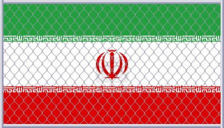 Téléchargez les photos : Illustration du drapeau iranien sous treillis. Le concept d'isolationnisme. - en image libre de droit