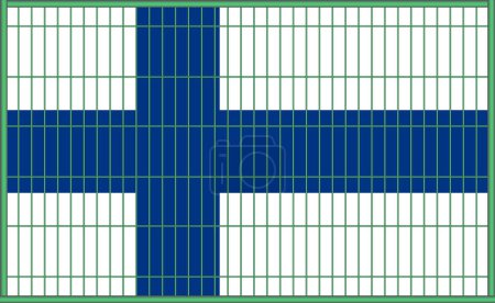 Illustration of the flag of Finland under the lattice. The concept of isolationism. No war.